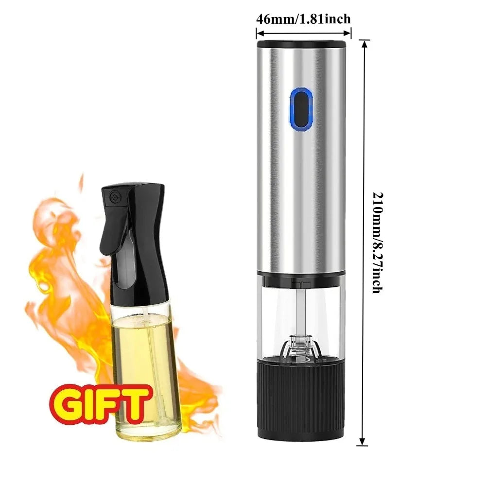 Rechargeable Automatic Salt Pepper Grinder Set Electric Grinding Mill with External Coarseness Adjustment Home Kitchen Gadgets