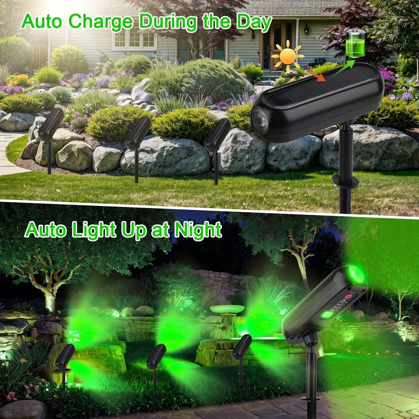 LED Solar Outdoor Courtyard Spotlights Waterproof Garden Decoration Atmosphere Lights 2modes of Tree Garden Channel Lighting