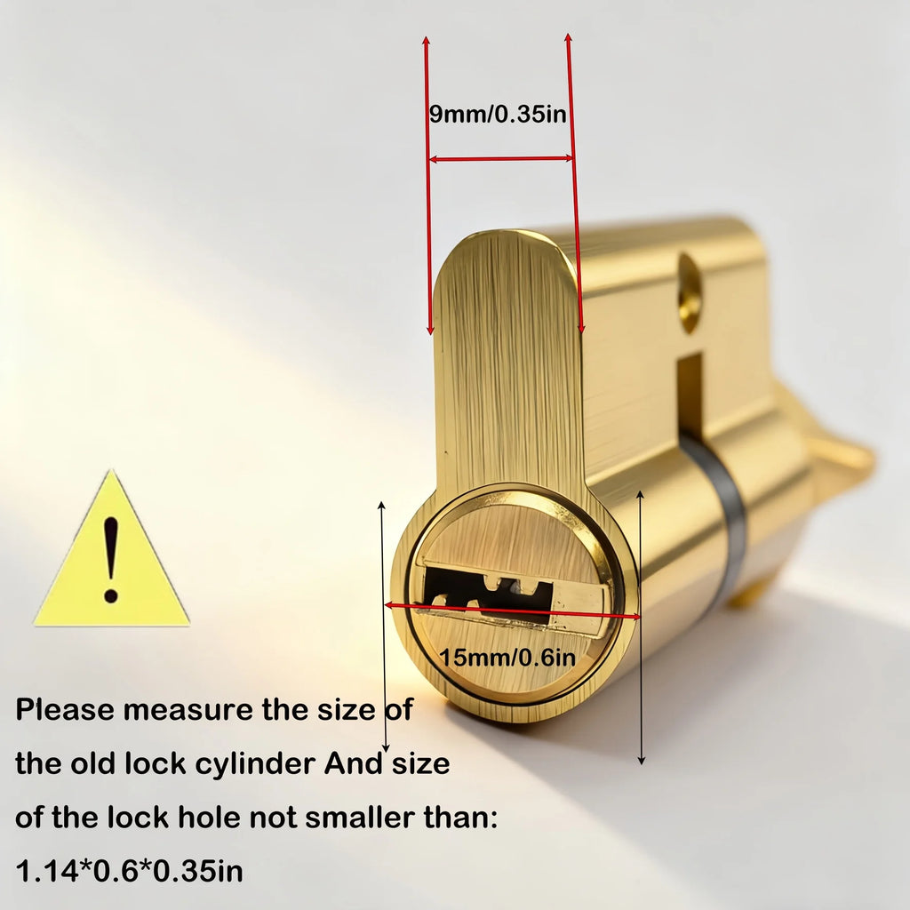 1Pcs Door Handle Lock Cylinder, Door Lock Cylinder with 3 Keys, Gold Anti-Rust and Corrosion-Resistant Brushed Finish. Includes Dimensions 70/2.761.14Mm/Inch Metal Door Handle Lock Cylinder. Door Lock Replacement Parts, Heavy