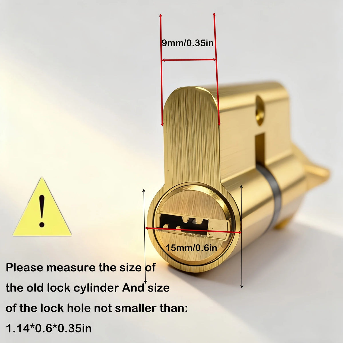 1Pcs Door Handle Lock Cylinder, Door Lock Cylinder with 3 Keys, Gold Anti-Rust and Corrosion-Resistant Brushed Finish. Includes Dimensions 70/2.761.14Mm/Inch Metal Door Handle Lock Cylinder. Door Lock Replacement Parts, Heavy