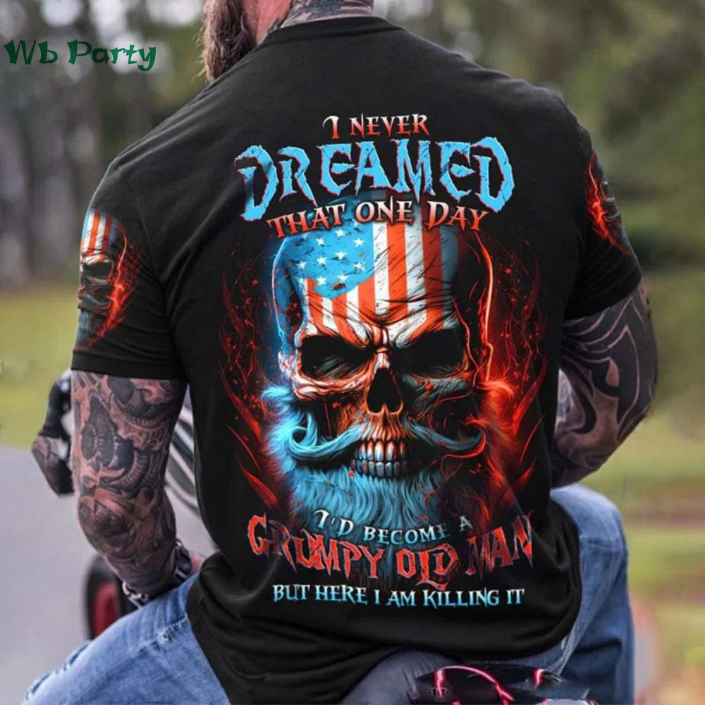 Skull Pattern Back Print Clothes Men Graphic Tees Men's Summer Clothes Designer Clothes Men Short Sleeve Tee Skull Graphic Tees