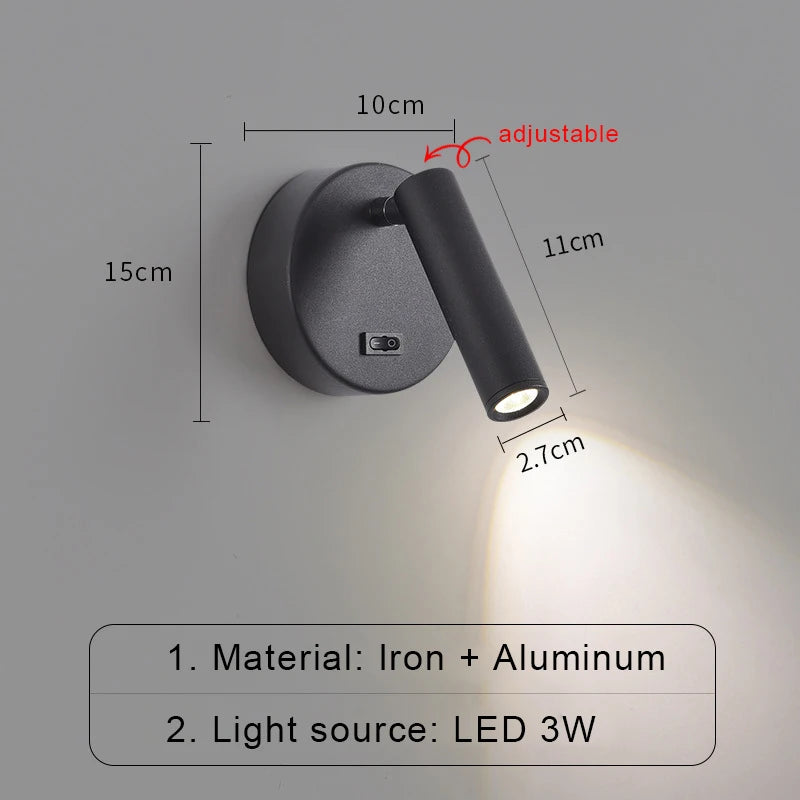 Switch Wall Lamp Modern LED Wall Light Simplicity Spotlights Indoor Lighting Room Decor For Living Room Bedroom Bedside Sconces