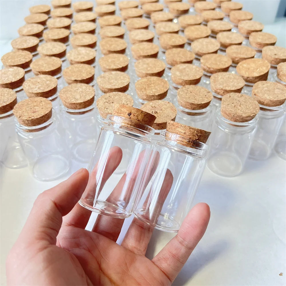 8/30 Pcs 40ml Glass Dried Flower Bottle Cork Tiny Glass Jars Transparent Empty Mini Containers DIY Wedding Favors Wishing Vials