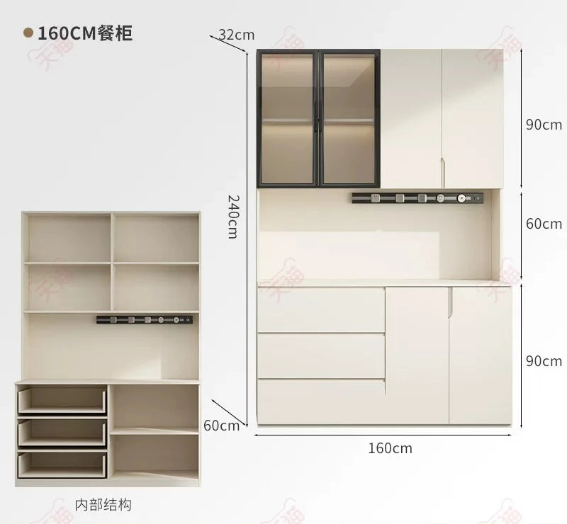 LTT Simple Modern Side Cabinet Embedded Refrigerator Cabinet Kitchen Living Room Locker