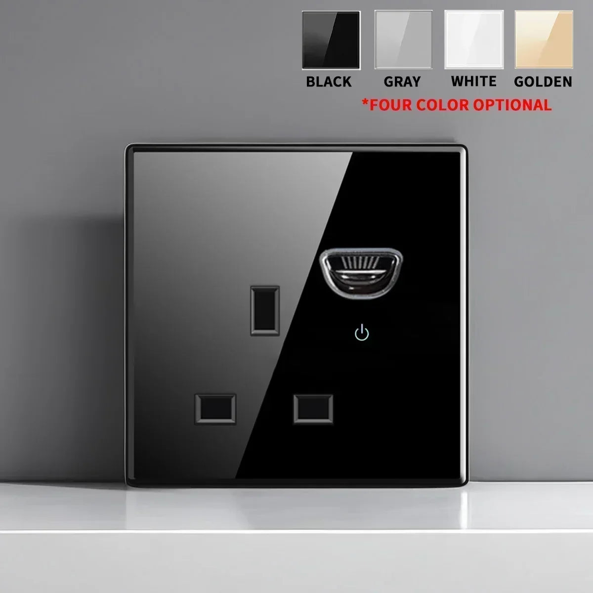 Black Tempered Glass Wall Switch Panel Led European 16a Socket Retro Toggle Light Switch Eu Uk Standard 1Gang-4gang 2usb Socket