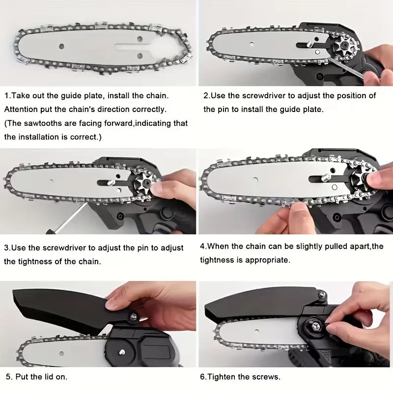 Mini 6-inch Cordless Chainsaw with Splash Guard & Safety Lock, Great for Gardening, Camping, Firewood, DIY And A Perfect Gift for Parents.Black Friday Discount Promotion, Birthday, Christmas Or Festival Gift