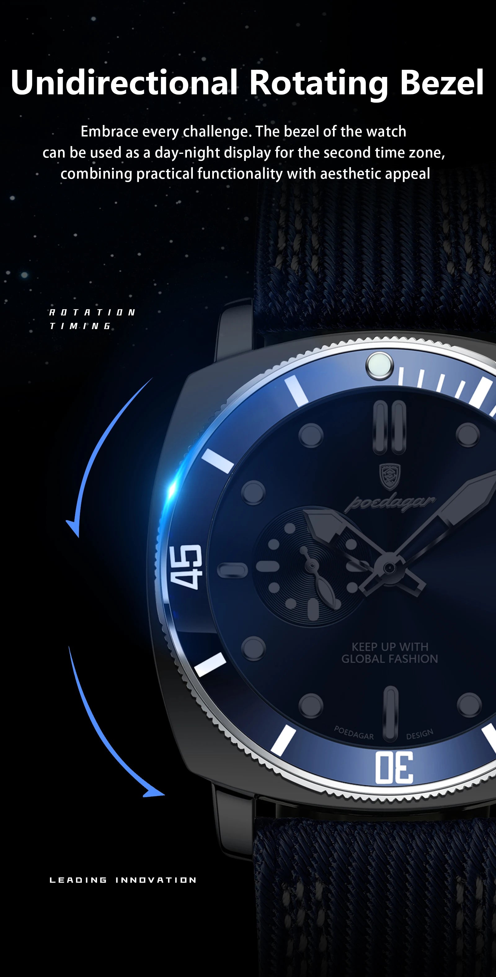 POEDAGAR Sport Military Men Clock Waterproof Luminous Date Top Luxury Watch For Man Nylon Leather Quartz Men's Watches Reloj+Box