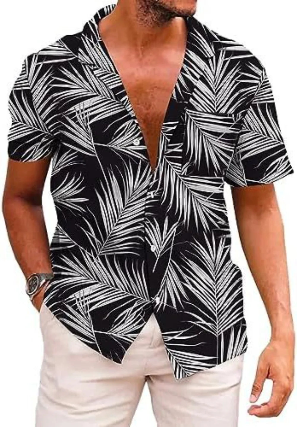 Summer Trendy Hawaiian Men's Palm Beach Shirt Tropical Vacation Clothing
