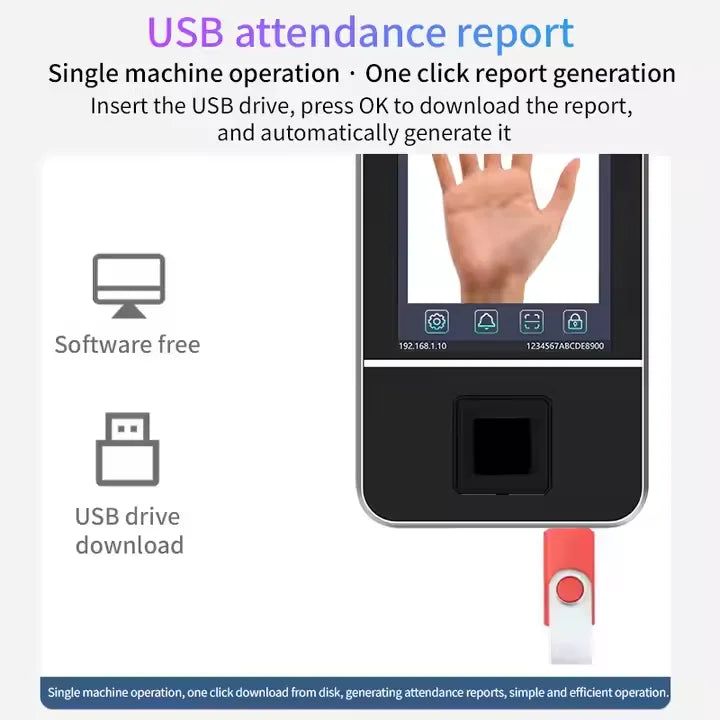Waterproof 5.5 Inch Display Face Recognition Palm Vein Biometric Fingerprint Smart Door Access Control Time Attendance System