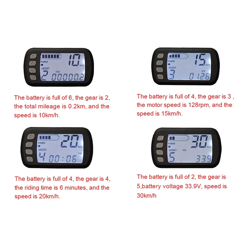 Mini LCD Display for Electric Bike 24V 36V 48V Scooter Motorcycle Speedmeter Waterproof Ebike Display HOT