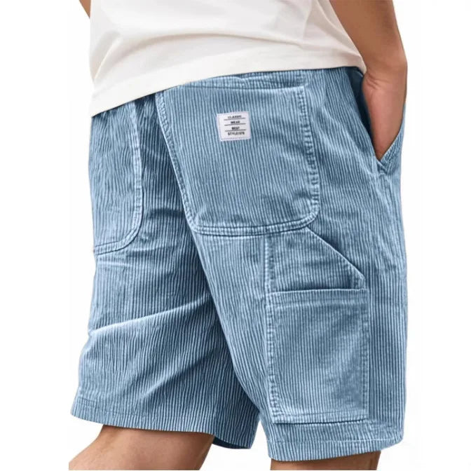 2026 European & American New Style Men's Corduroy Shorts, Multi-pocket Embroidered Logo Retro Cargo Casual Shorts
