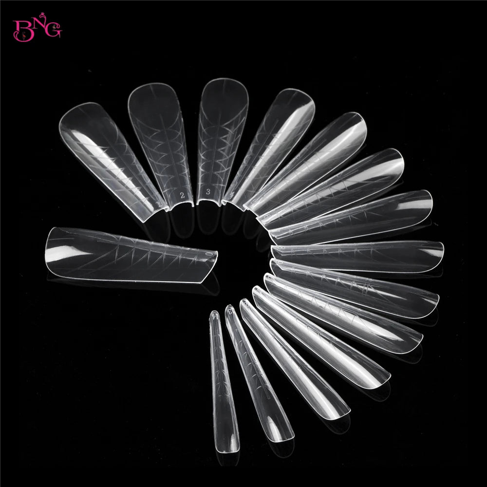 BNG Wide Size Dual Forms Nails Square Coffin Almond Nail Extension Mold False Nail Tips UV Gel Quick Building Mold Manicure Tool