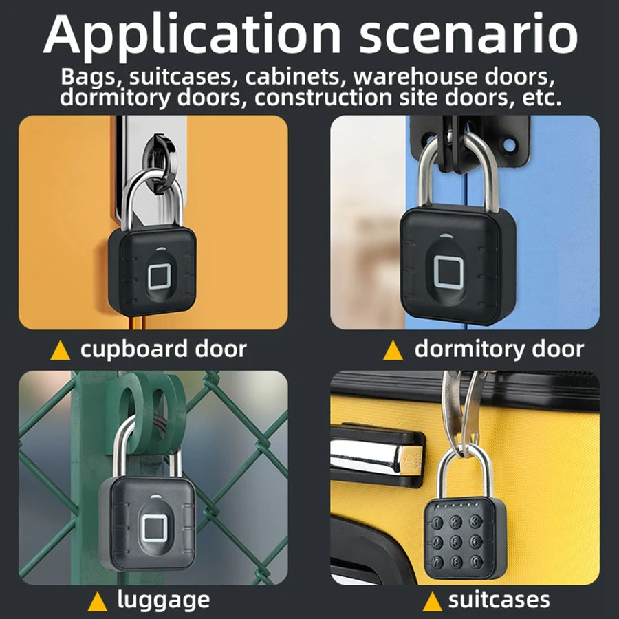 EGFirtor Tuya Smart Home Biometric Digital Padlock IP67 Waterproof Smart Door Lock Cabinet Lock Gym Wardrobe Door Password Lock