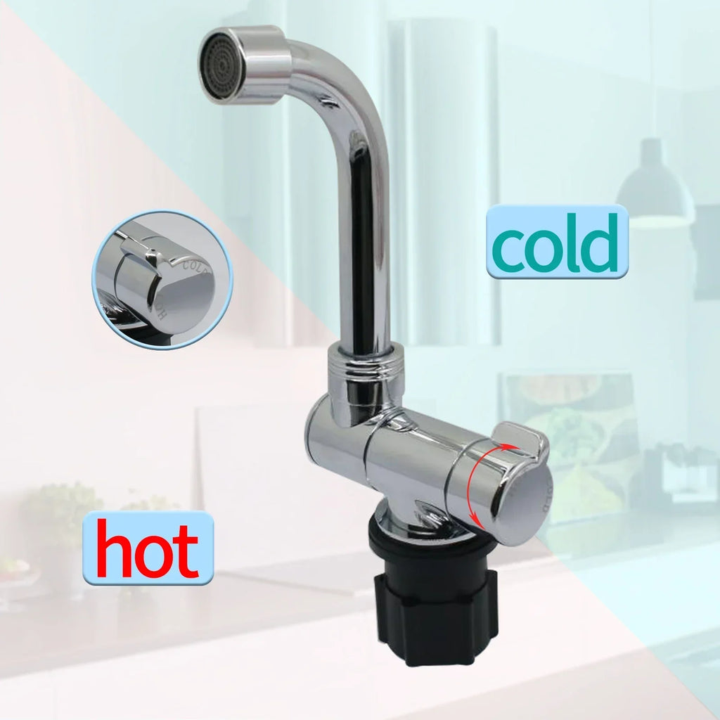 Folding Faucet 360 Degree Swivel Hot and Cold Water Faucet Kitchen Bathroom RV Marine Deck Hatch Boat Camper RV Accessories