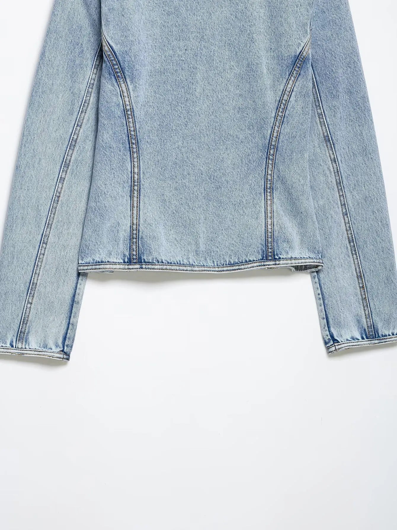 HH Y2K Military Short Denim Jacket Women's Light Washed Stand Collar Slim Denim Jacket Sexy Spring and Autumn Street Tops
