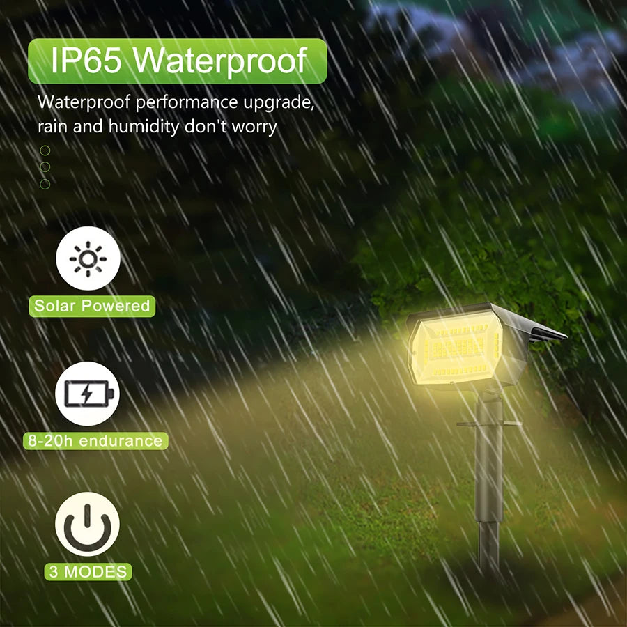 Outdoor 72/68 LED Solar Landscape Spotlights IP65 Waterproof Solar Light with 3 Modes Solar Garden Lighting for Outside Yard