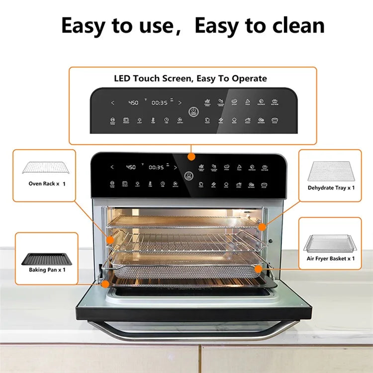 OEM 25L Electric air Fryer and Toast Oven Multi-Function Oil-Free Cooking Oven with Rotisserie Bracket for Household