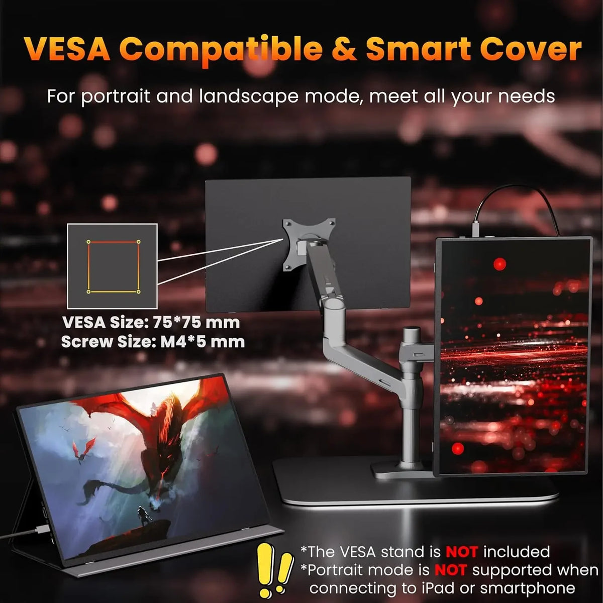 16" 2.5K 144hz Portable Monitor 2560*1600 16:10 100%sRGB Travel Gaming Display for Laptop Switch ps4 ps5 Xbox