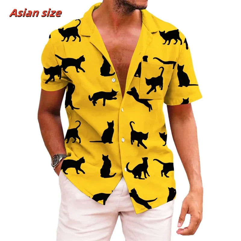 Leaf Coconut Tree Pattern Hawaiian Shirt For Men Plants 3D Printed Short Sleeve Tops Casual Lapel Aloha Shirts Loose Blouses