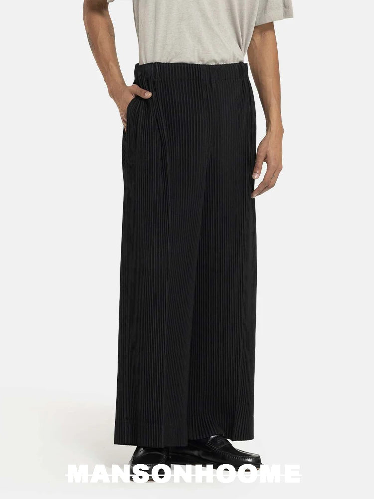 Miyake Fold 2025 Spring/summer New Relaxed Men's Casual Pants Solid Color Seam Wide Leg Pants