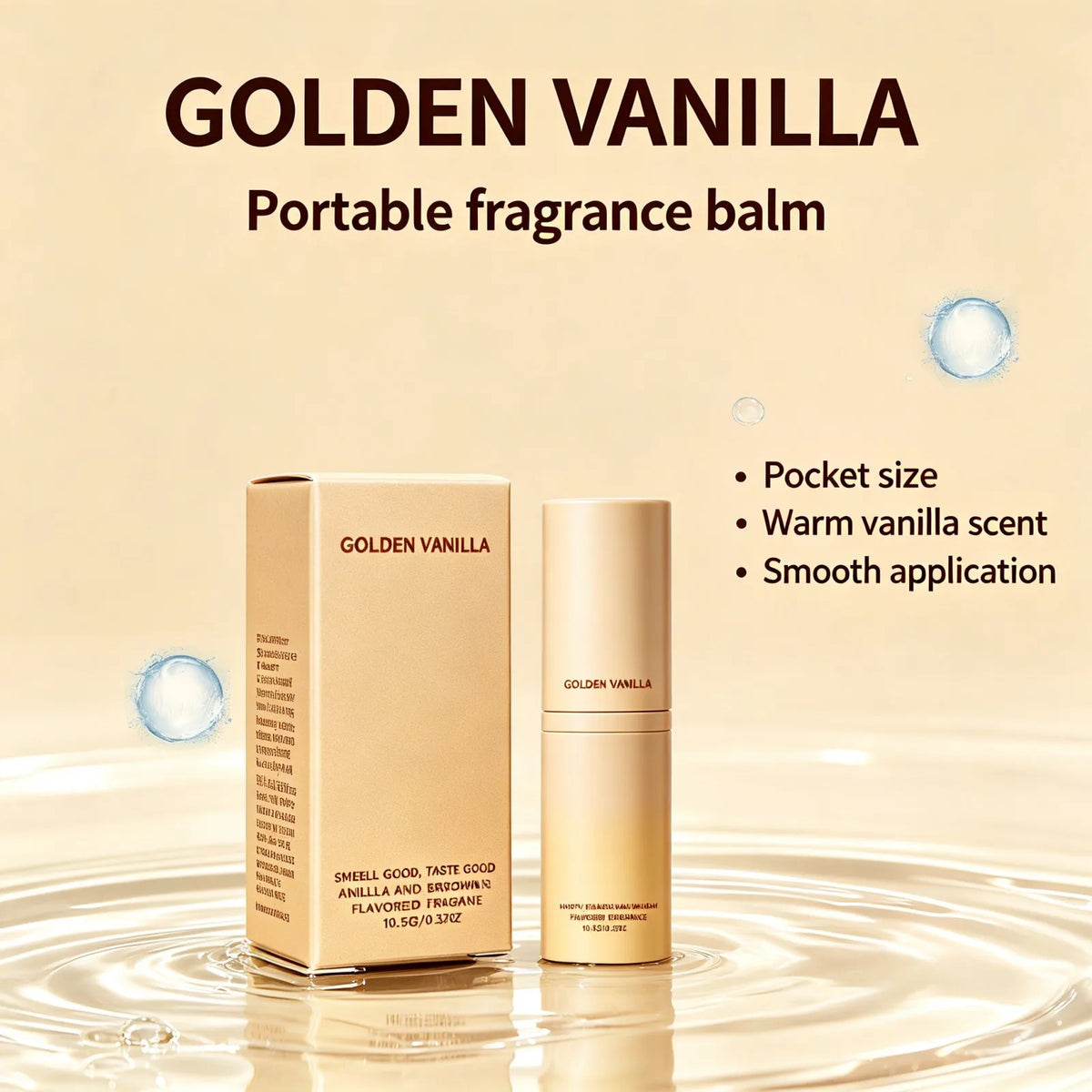 Golden Vanilla Perfume Stick Solid Fragrance Balm Plant Extract Moisturizing Skin Portable Long Lasting Pocket Scent 10g