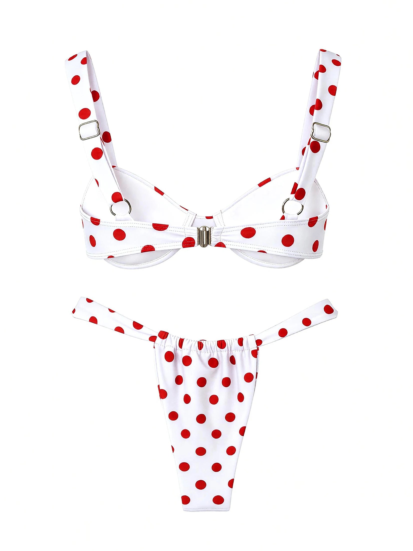 Retro Brown Dot Bikini Sexy Off Shoulder Swimwear Women High Cut Thong Biquini Set Luxury Summer Vacation Beach Bathing SuitK337