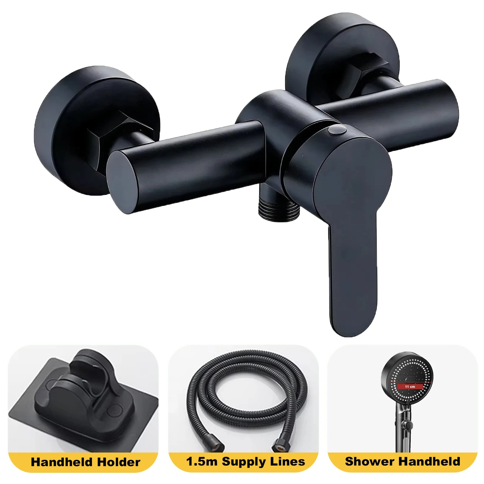 304 Stainless Steel Bathroom Shower Faucet Wall Mounted Triple Tub Faucet Hot and Cold Water Mixing Valve Faucet with G1/2 Inch