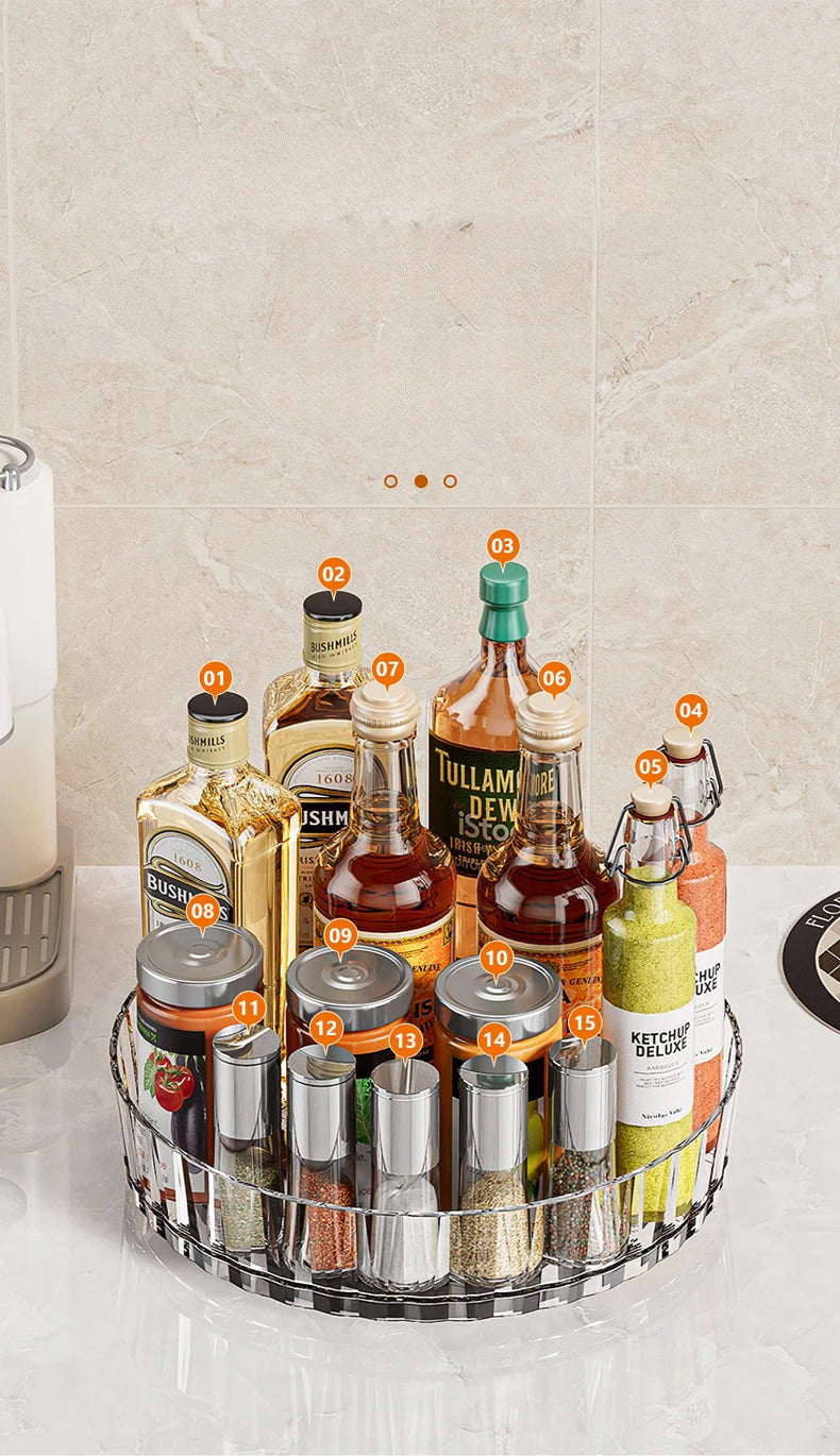 Rotating Kitchen Storage Rack Multi-Functional Desktop Organizer for Cosmetics And Seasonings Entrance Home Organization Box
