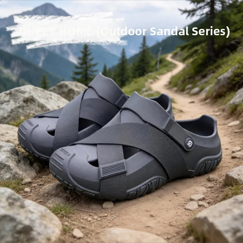 Men's Thick Bottom Sandals Full Coverage Outdoor Sports Waterproof Breathable Summer Slip-On Stream Trudging Beach Shoes