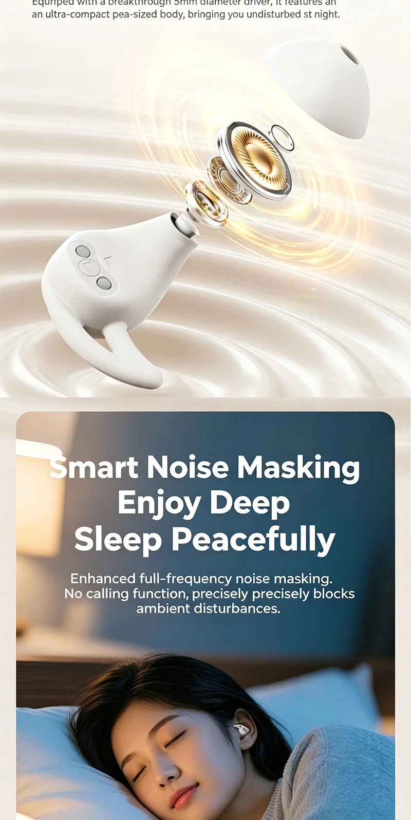 MONSTER GT31 Bluetooth Earphones Wireless Zero-Pressure Earbuds Noise Cancelling Sleep Aid Headphone HiFi Stereo Sound