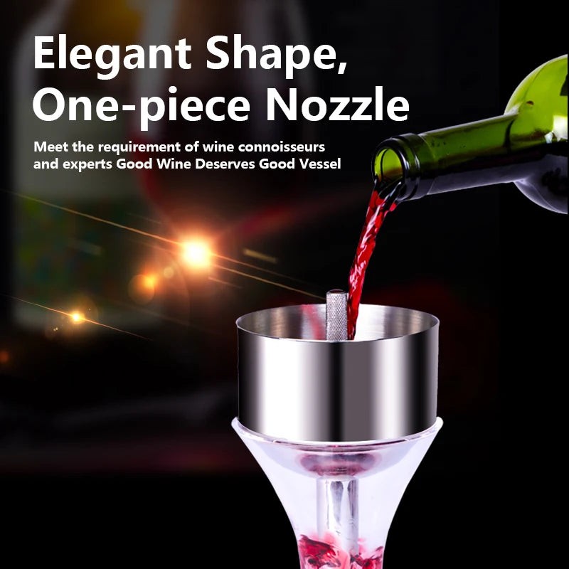 Stainless Steel Wine Aerator Shower Funnel with Sediment Strainer