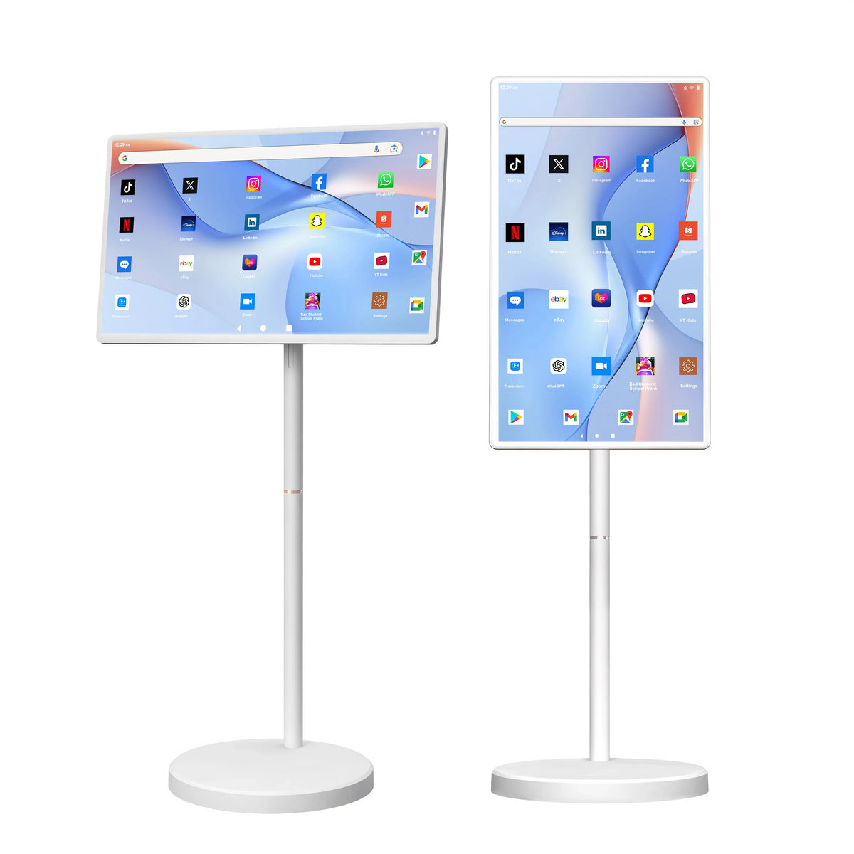 32 Inch Rotatable Smart Portable Tv with Android 12, Magnetic  Lcd Display on Wheels, Advertising Screen for Home