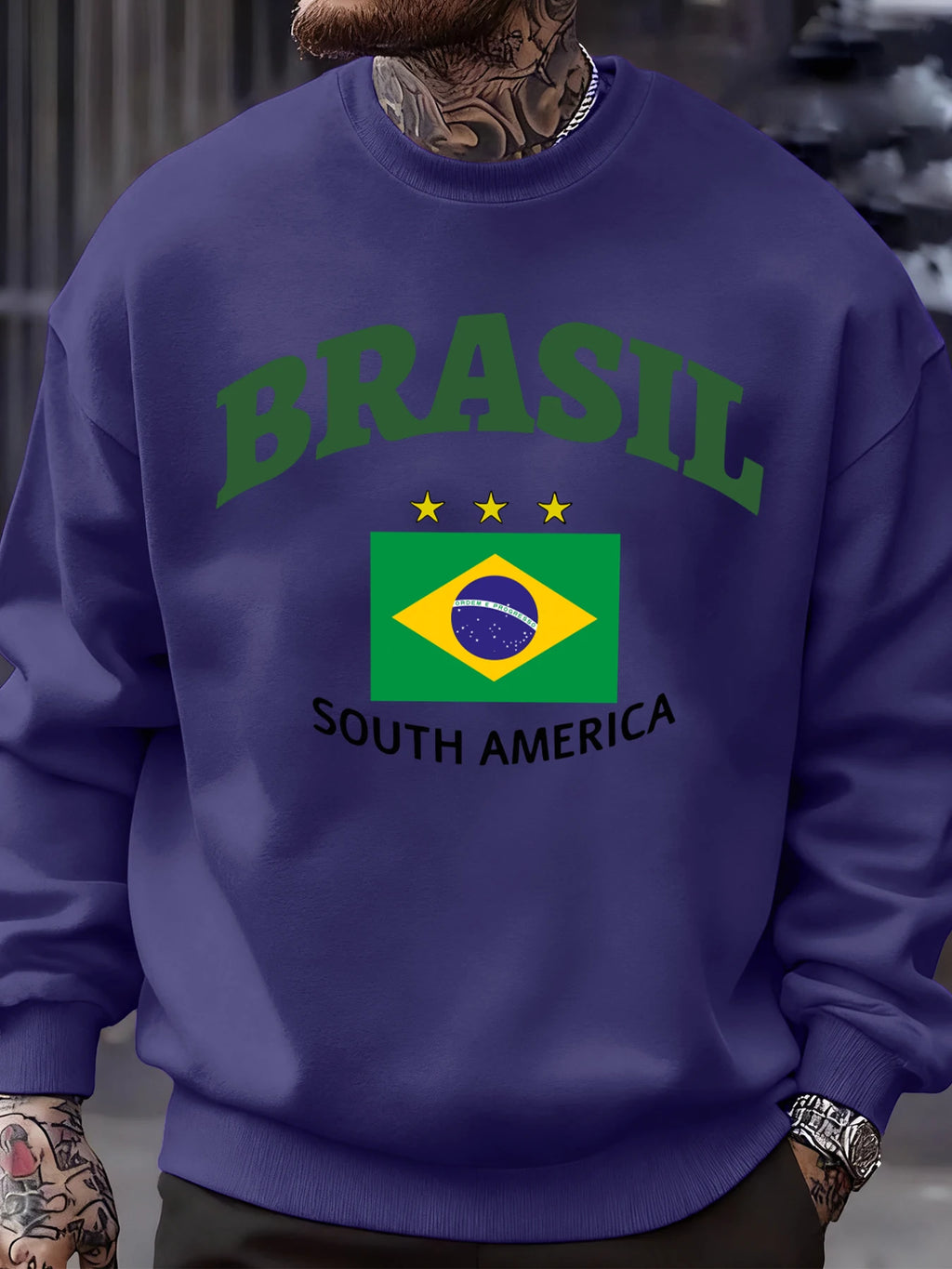 Brasil South America Prints Man Pullover Trendy Fleece Sweatshirt Autumn O-Neck Clothes Warm Milticolor Top Fashion Streetwear