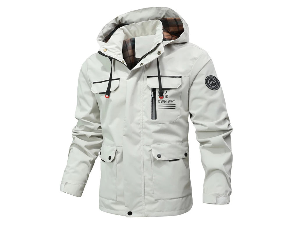 Autumn Men's Windbreaker Hooded Jacket Man Waterproof Outdoor Sports Soft Shell Coats Clothing Men Hiking Mountain Ski Jackets