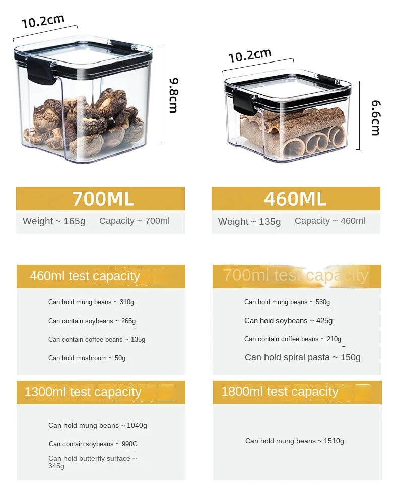 Sealed Jars Kitchen Grain Storage Organizer Large Tank Plastic Moisture-proof Storage Box Household Seasoning Jars Set 2030