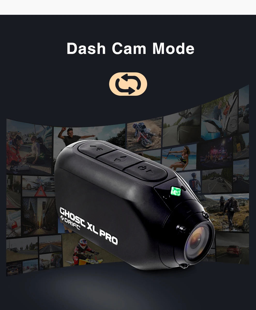 Drift Ghost XL Pro 4K PLUS HD Action Camera 3000mAh Battery WiFi IPX7 Waterproof Rotatable Lens Helmet Cam Motorcycle Bicycle