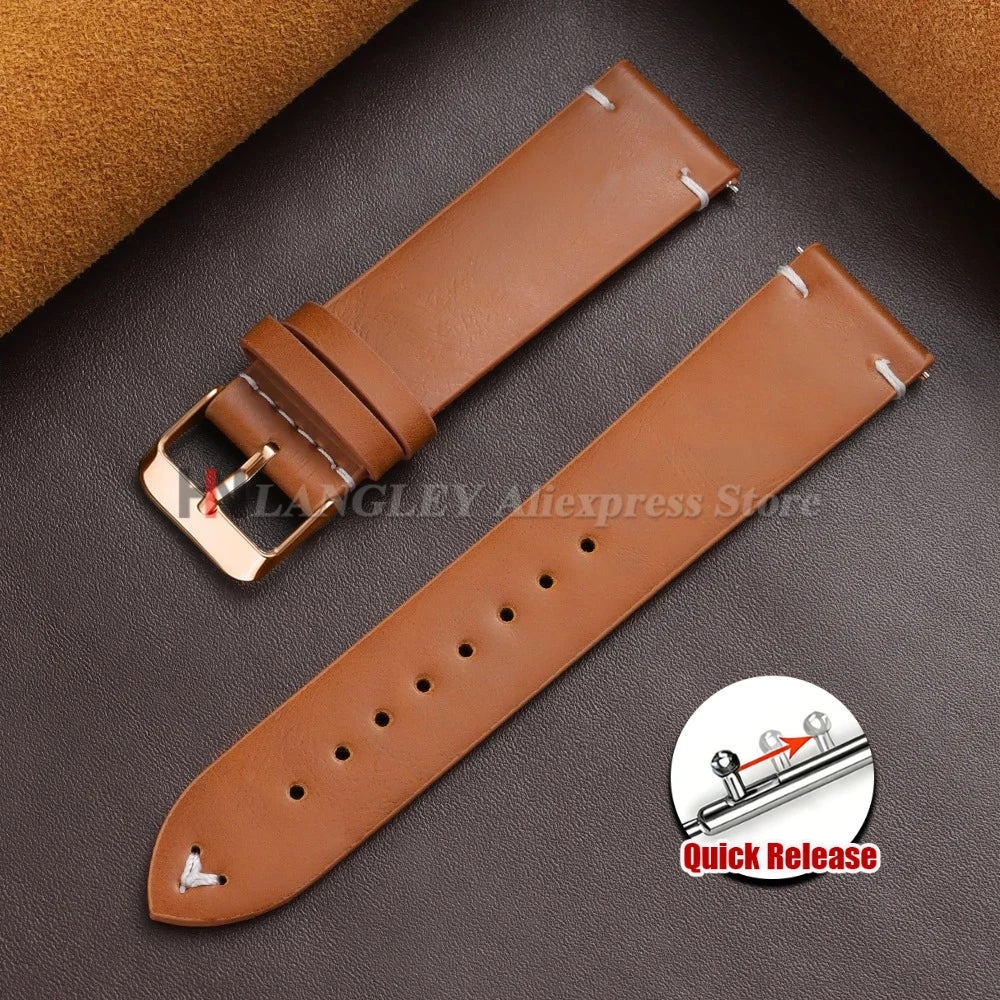 18mm 20mm 22mm Vintage Oil Wax Leather Watch Band Brown Black Cowhide Straps Quick Release Universal Bracelet for Men Wristbands
