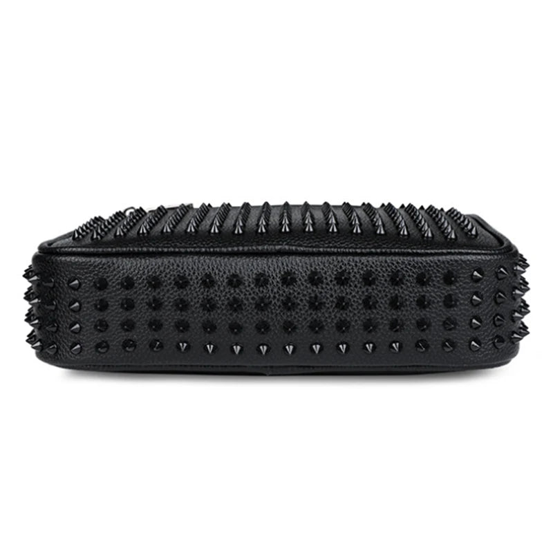 Men Clutch Bag Fashion Personalized Rivet Design HighQuality Leather Waterproof Wallet Versatile Contrast Color Simple ZipperBag