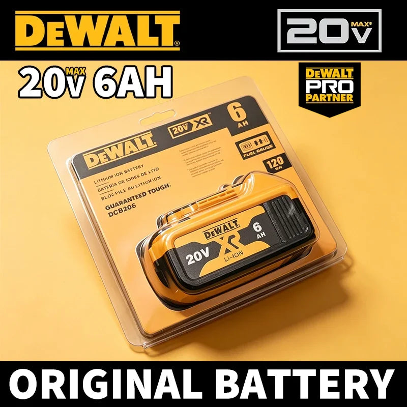 100% Original DeWalt Batteries 20V 6000mAh Li Ion Battery For DCB206 DCB205 DCB204 DCB200 DeWalt Power Tools Air Transport