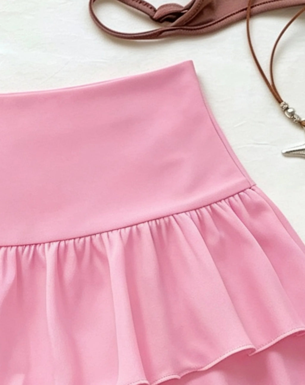 Women High Waist Ruffle Layered Mini Skirt Double Layer Tiered Short Skirt Y2K Sexy Sweet Casual Vacation Party Basic Skirt