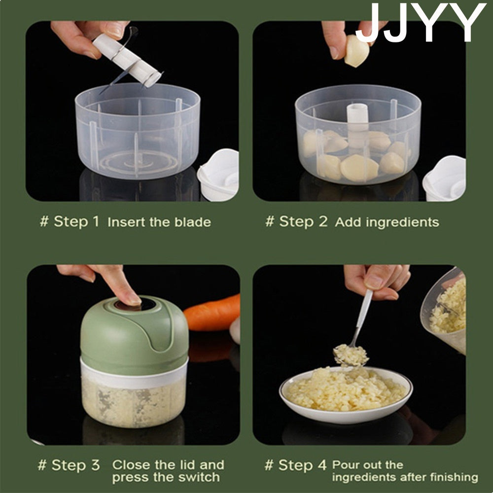 JJYY Electric Kitchen Food Chopper Mini Garlic Masher Crusher USB Portable Meat Grinder Vegetable Chopper for Kitchen Gadgets