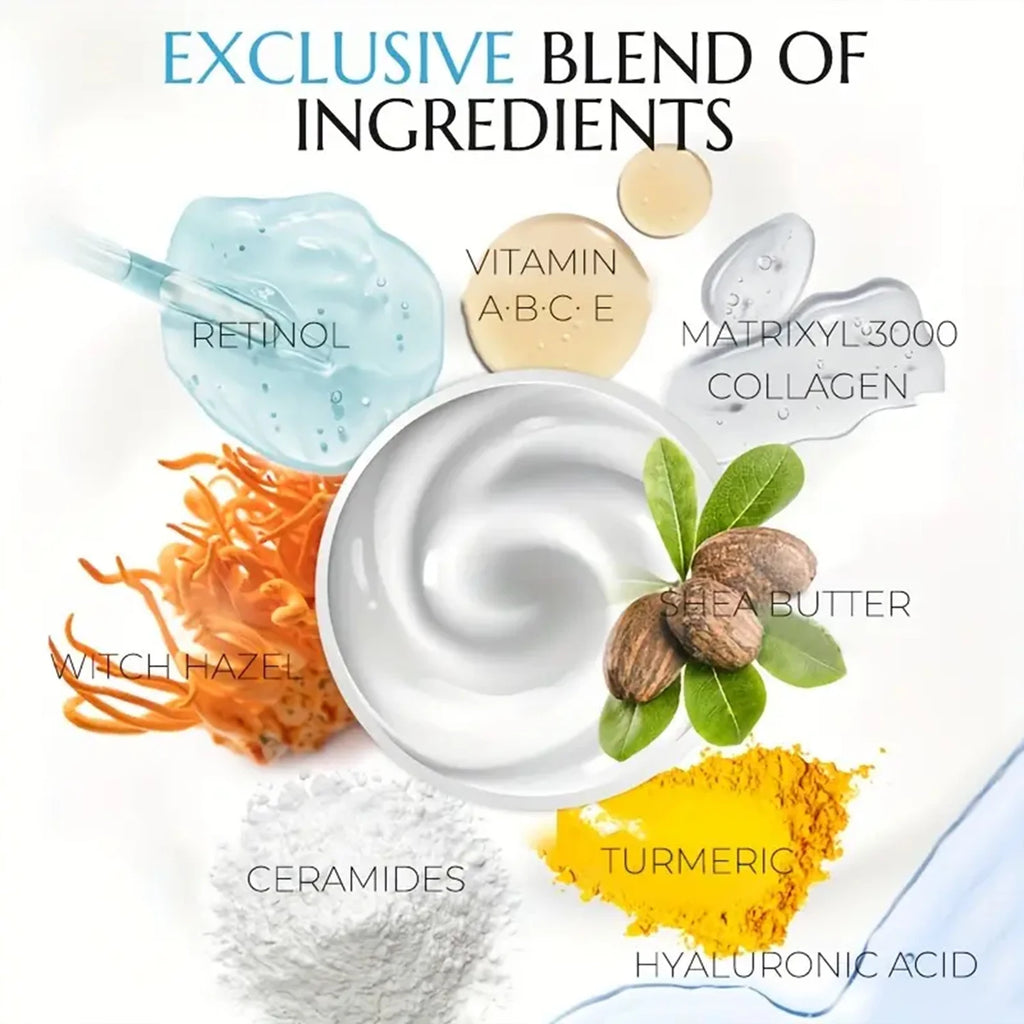 Retinol Face Cream. Vitamins A B C E Collagen. Moisturizing Firming Smoothing Skin Texture. Day Night Formula. 50g.