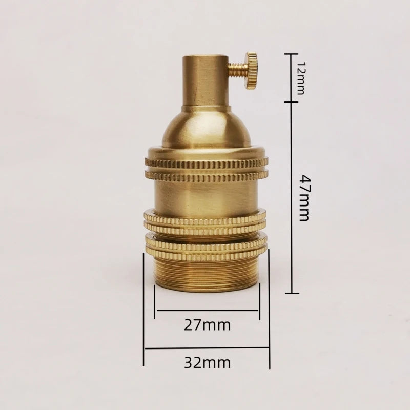 E14 Spiral Brass Light Sockets E12 Retro Ceiling Lamp Base Ceramic All Copper Accessories Lampshade Fixed Threaded Lamp Holder