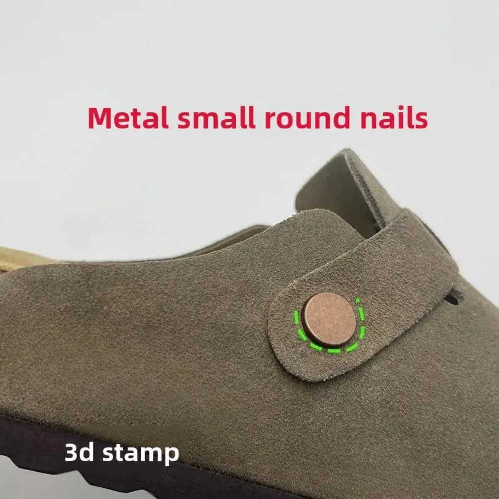 High-quality Vintage Fashion Suede Leather Sandals, Unisex, Spring and Autumn Trendy Premium Slippers