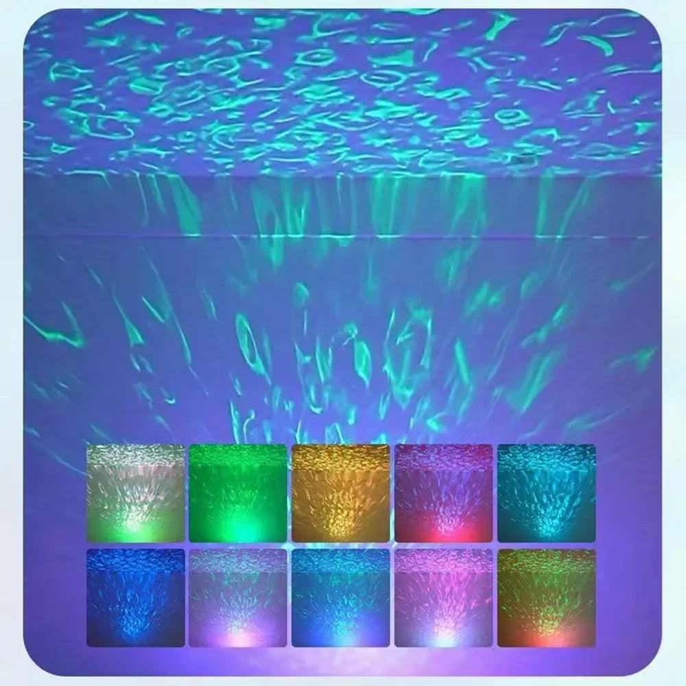 LED Water Ripple Projector Light Atmosphere Rotating Projection Lamp with Remote Control 7 Color for Home Christmas Halloween