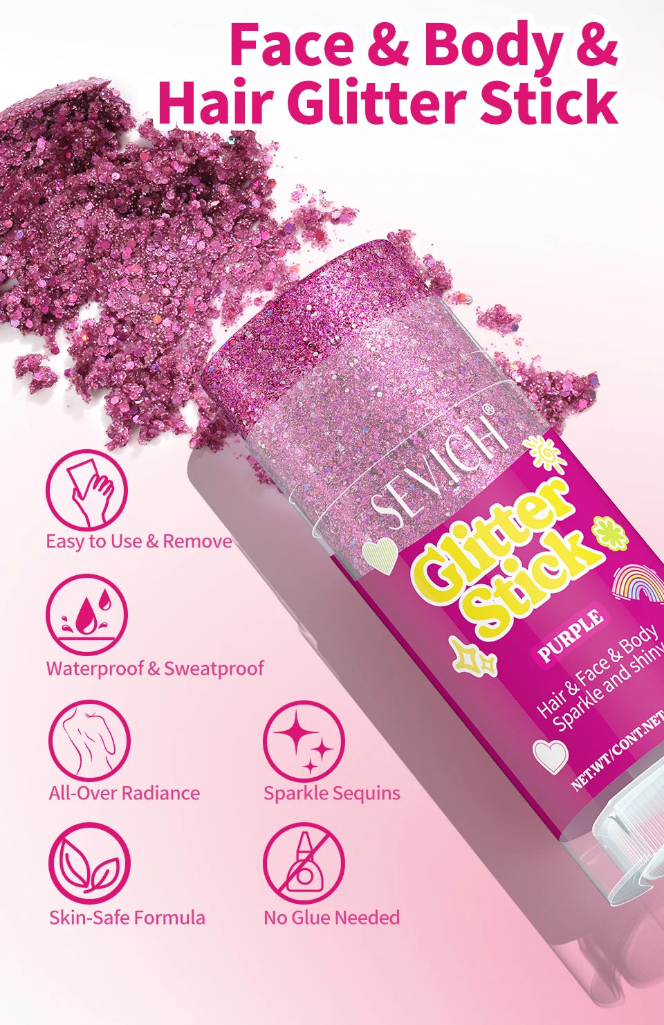 Sparkling Sequins Glitter Gel Stick Mermaid Sequin Body Glitter Gel Cosmetic Hair Glitter Festival Makeup for Christmas Party