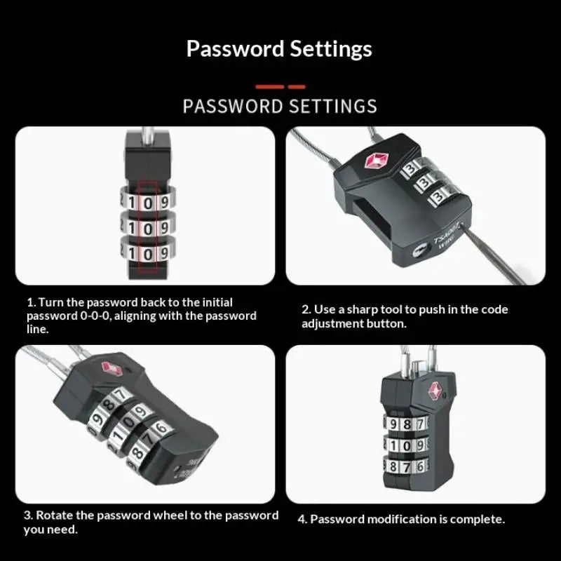 Travel TSA Customs Lock Password Changeable Lock 3 Digit Portable Zinc Alloy Suitcase Luggage Backpack