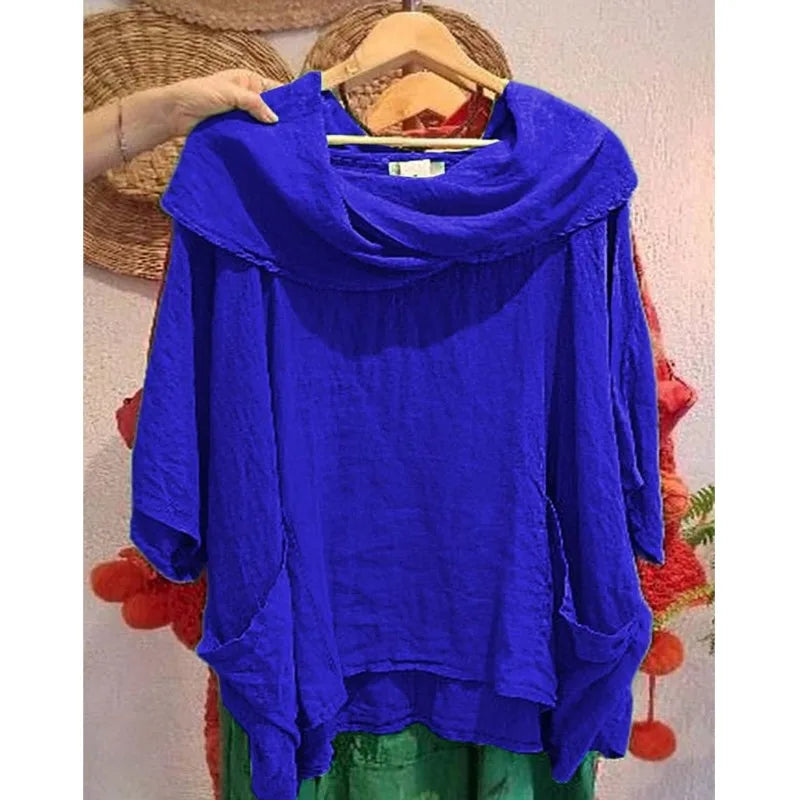 2025 Women New Fashion Off Shoulder Oversize Blouse Solid Bat Sleeve Tops Spring Summer Loose Irregular Hem Shirt Female Holiday