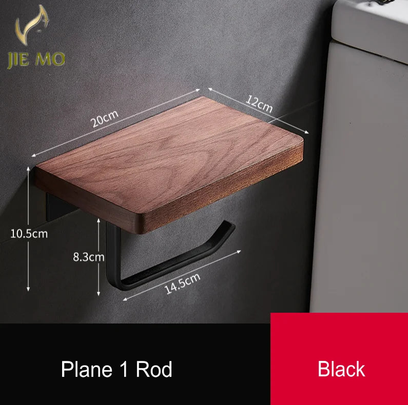 Paper Towel Rack Black Walnut Toilet Roll Rack Creative Solid Wood Paper Towel Hook Bathroom Rack