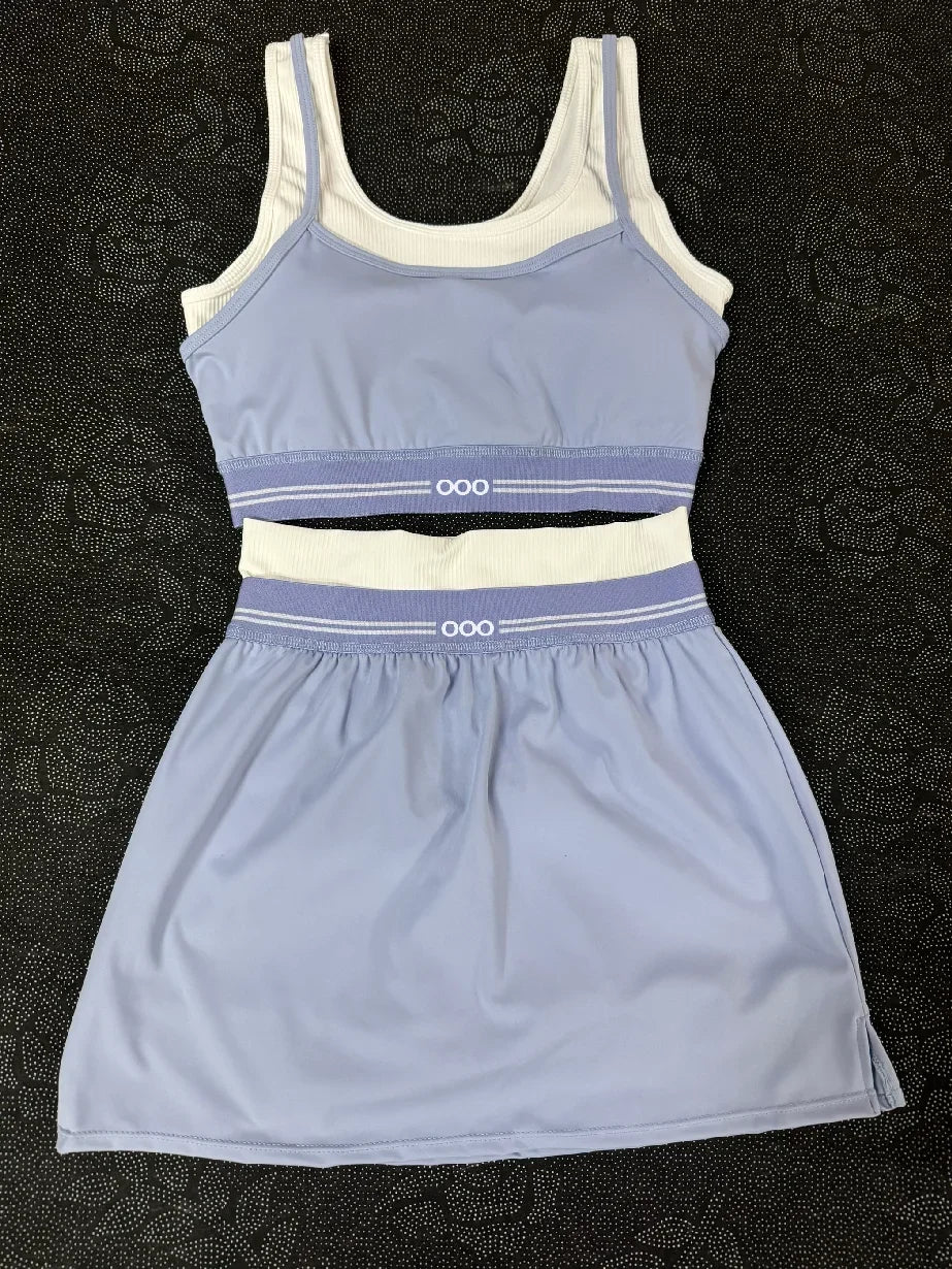 2026 Women's Yoga Exercise Tank Top and Fitness Skirt Comfortable and Breathable Running Set Two Piece Set
